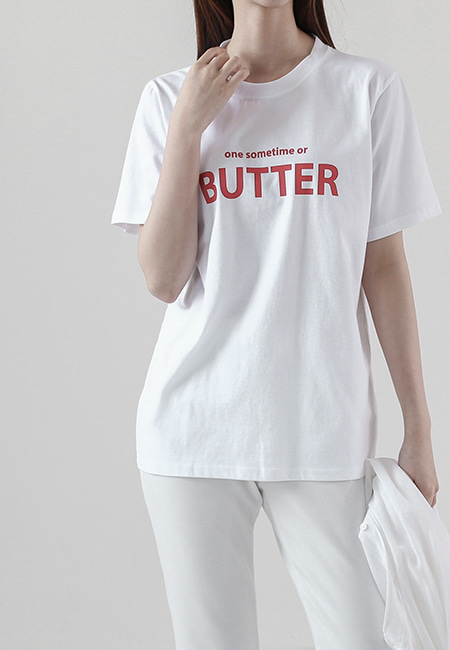 버터 배색 반팔 티셔츠 (3Color)